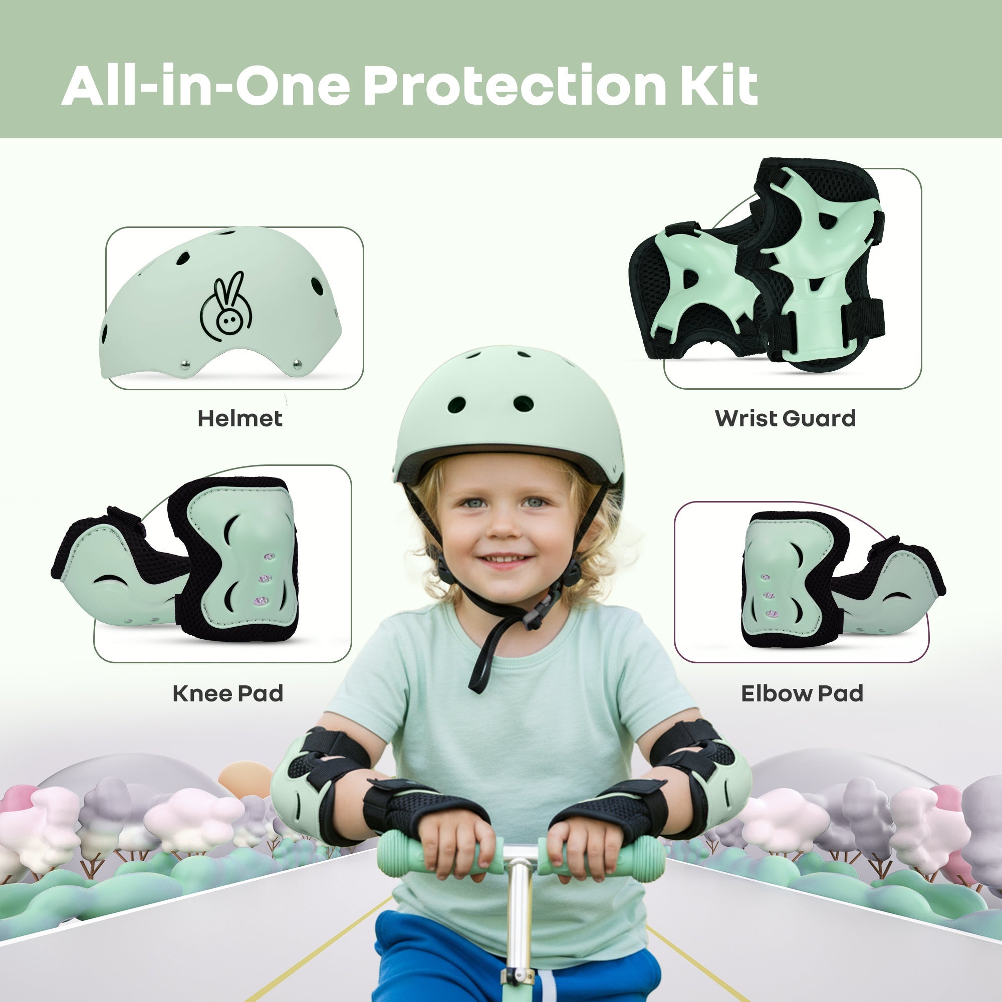R for Rabbit Safe Play Set Kids Helmet, Premium Kids Sports Safety Kit with Helmet & Protective Pads