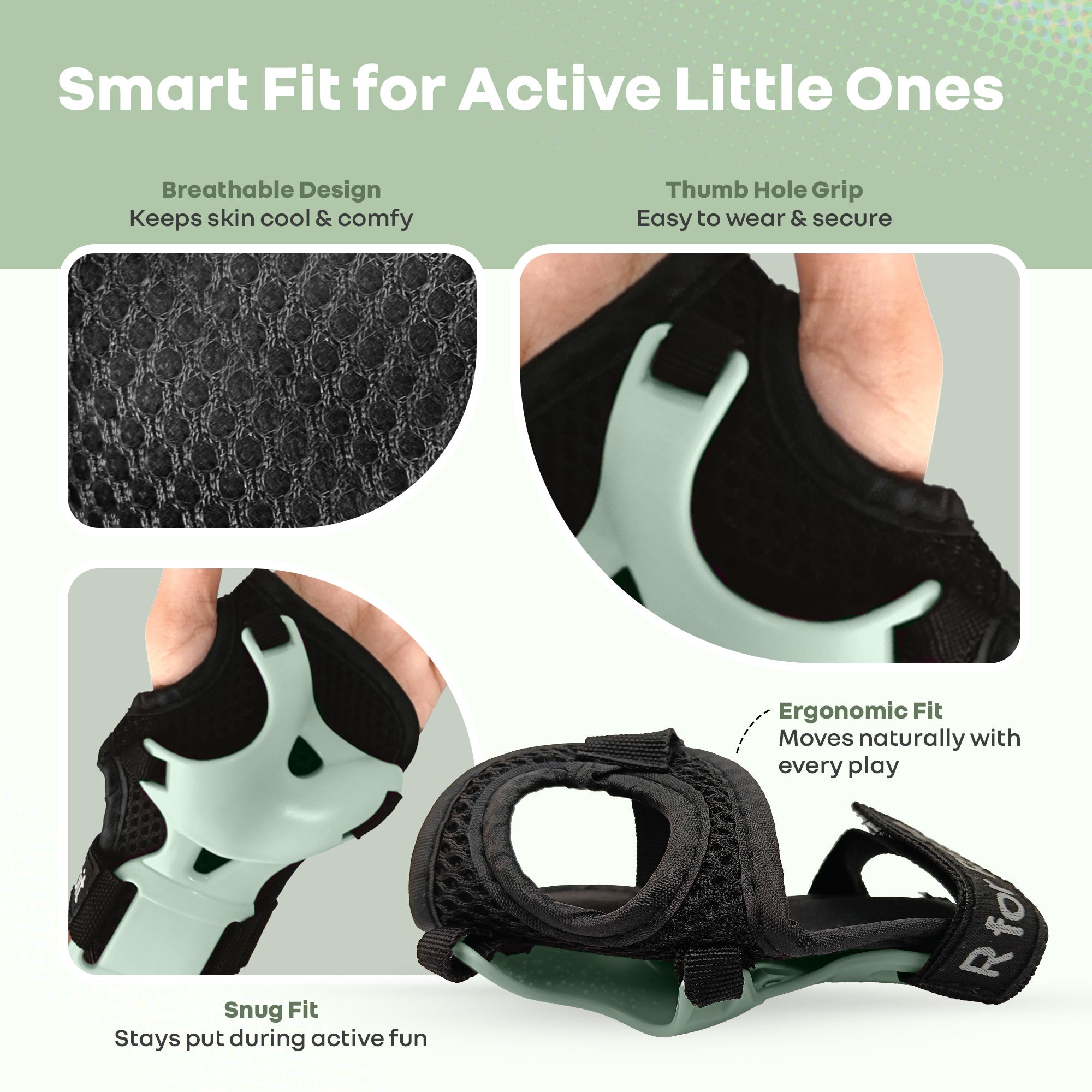 R for Rabbit Kids Safety Protector Pads Set, Cushioned Knee, Elbow & Wrist Guards for Outdoor Riding & Sports