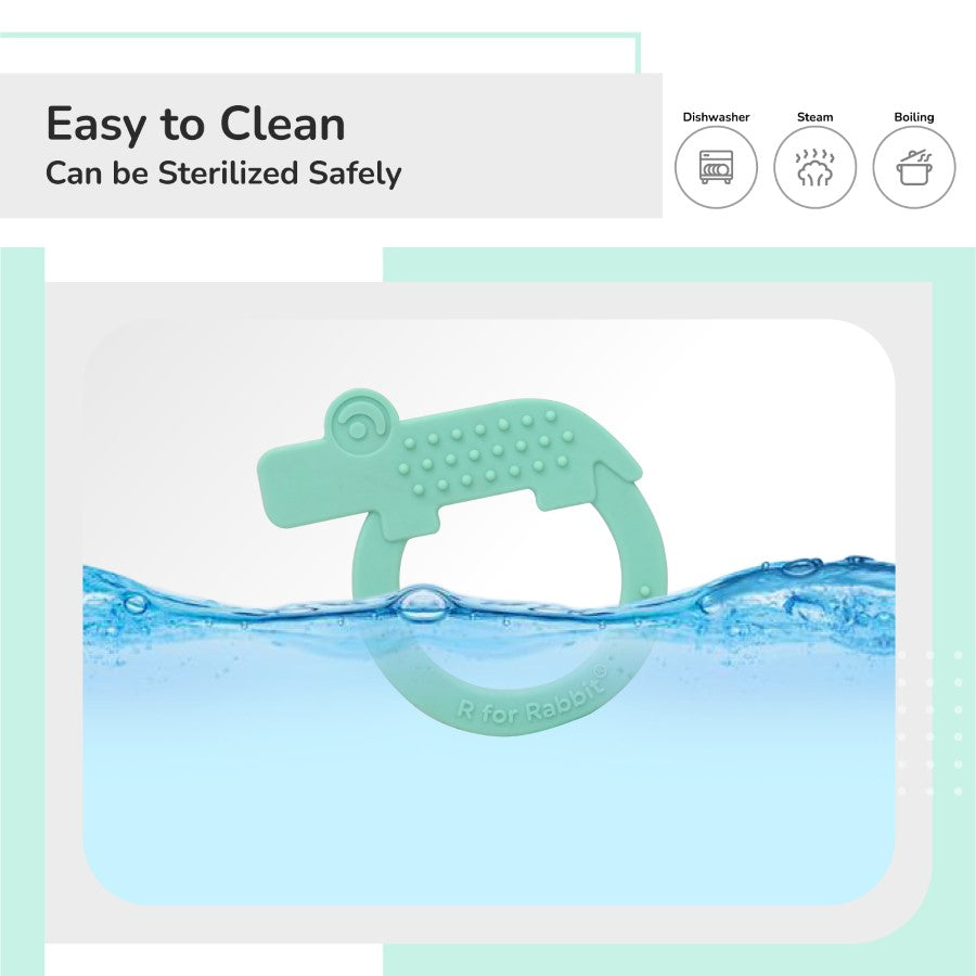 R for Rabbit Tiny Bites Zoobie Baby Silicone Teethers Pack of 1 Crocodile, Rabbit, and Elephant