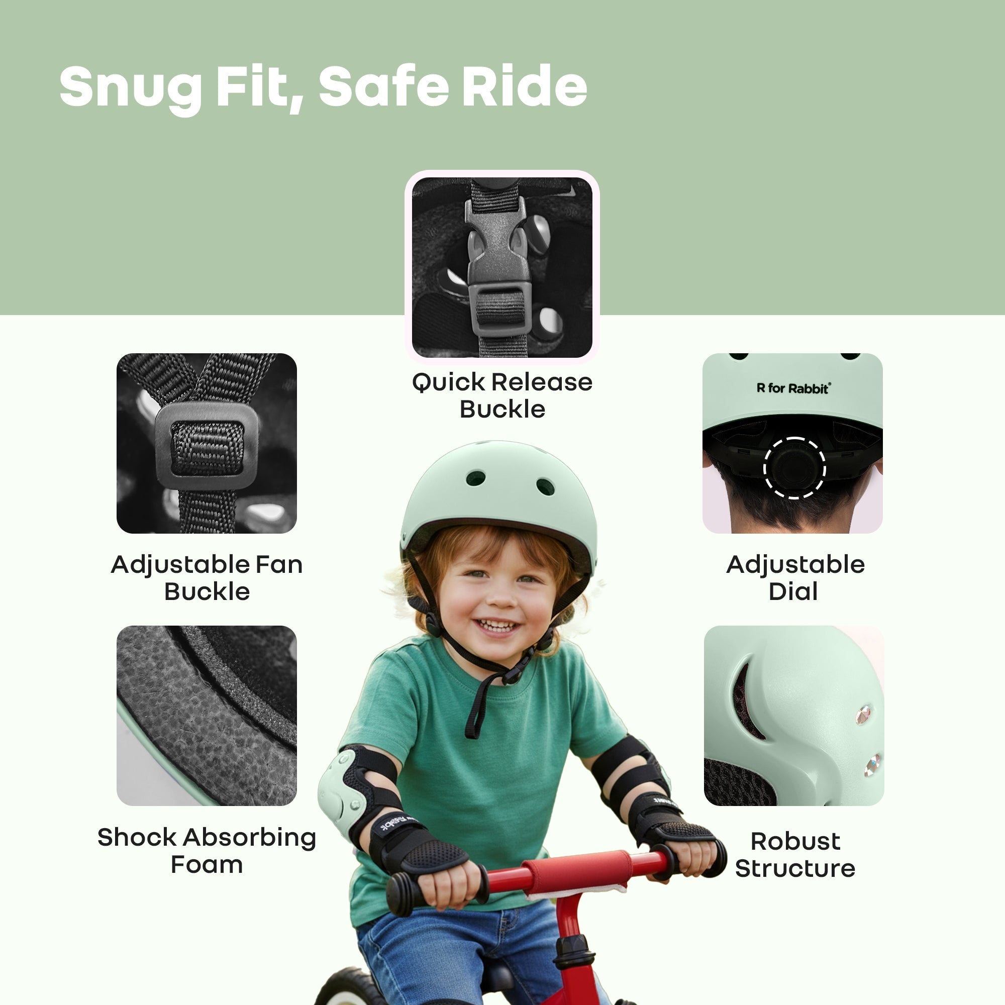 R for Rabbit Safe Play Set Kids Helmet, Premium Kids Sports Safety Kit with Helmet & Protective Pads