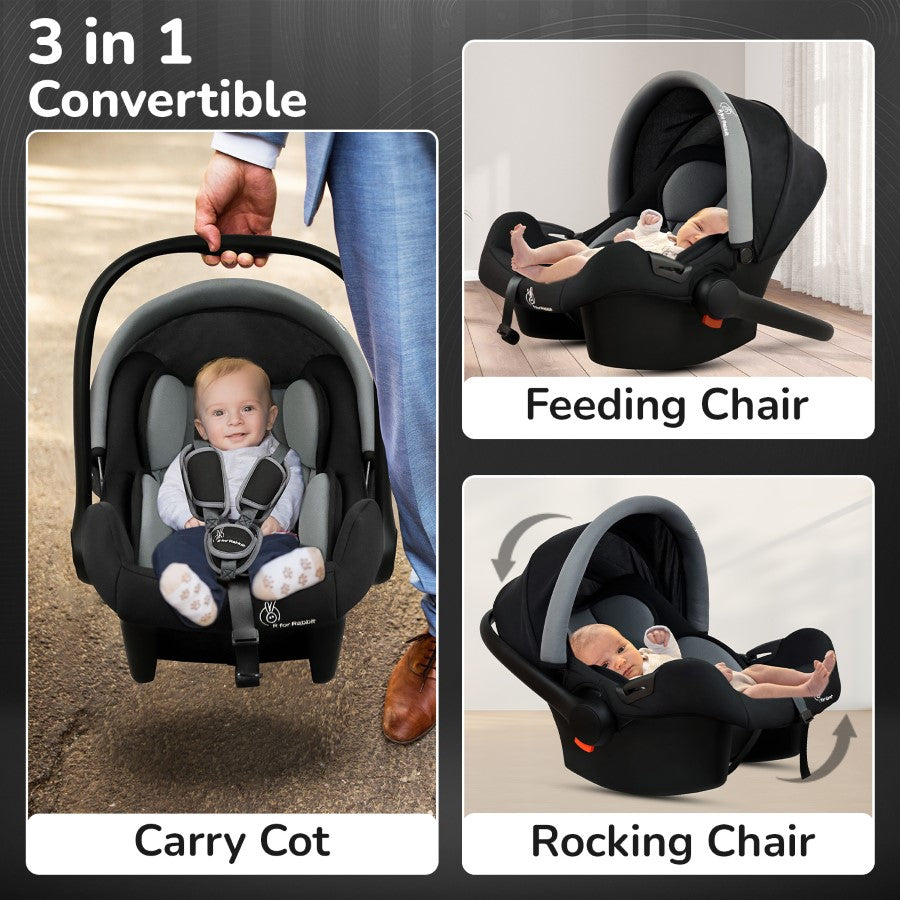 R for Rabbit Picaboo Sportz Baby Carry Cot With Personalized Name Tag