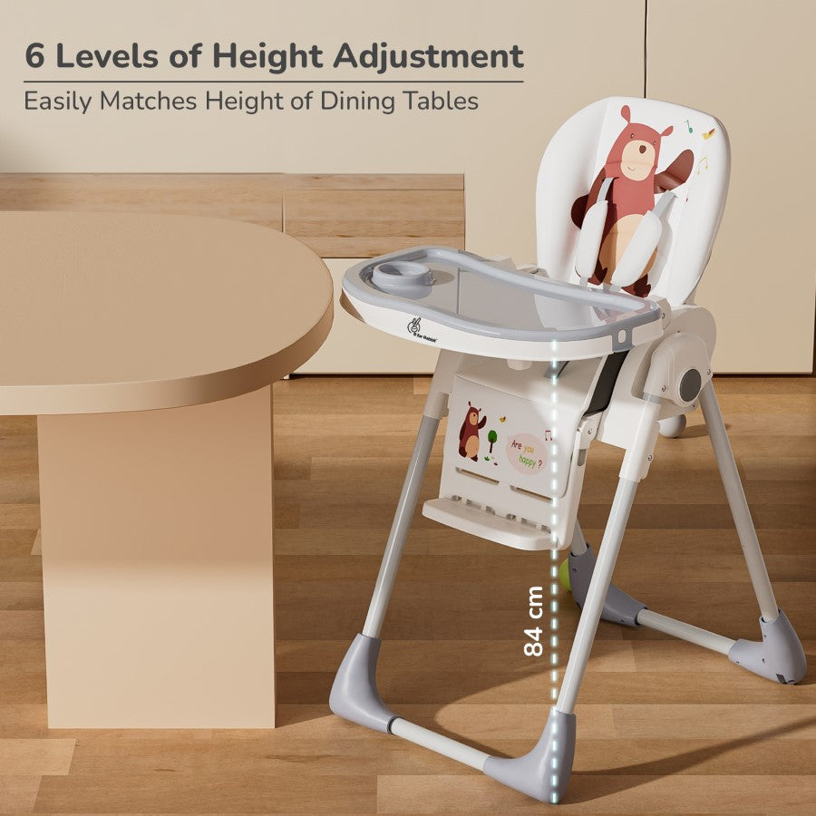 R for Rabbit Marshmallow Lite High Chair - 6 Level Height Adjustment, 3 Recline Modes, Adjustable & Removable Meal Tray