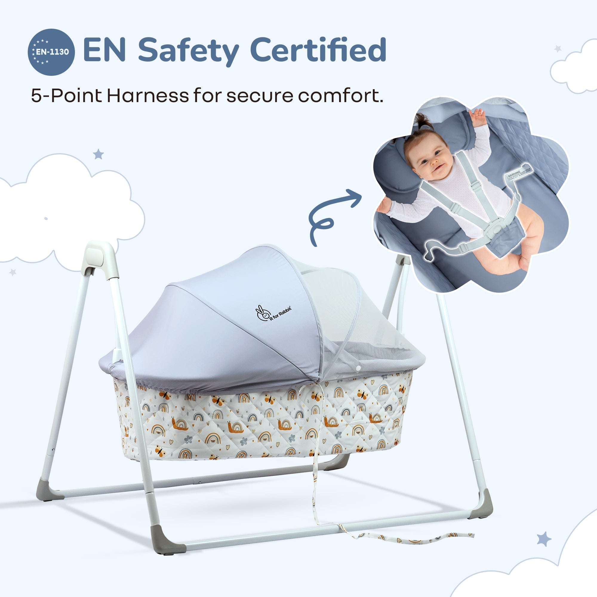 R for Rabbit Lullabies Manual Baby Cradle Safe & Comfortable Baby Bed