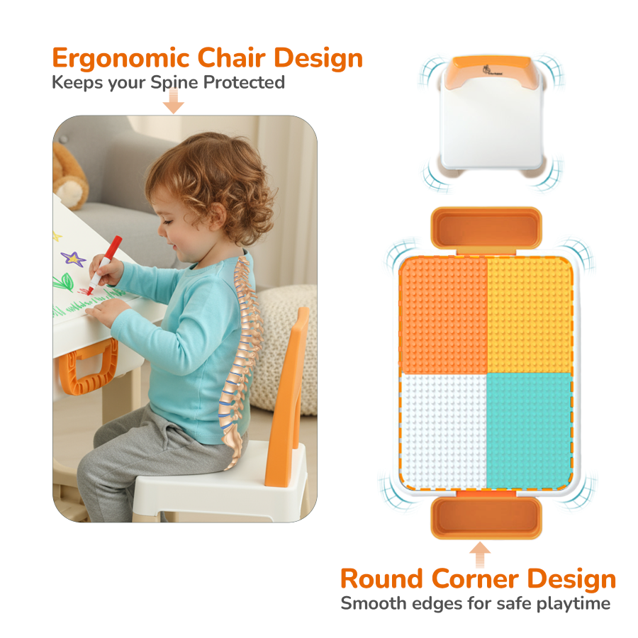 R for Rabbit Little Genius Learner Study Table Set for Kids 4-in-1 Multifunctional Study Table With Portable, Safe & Smart Design