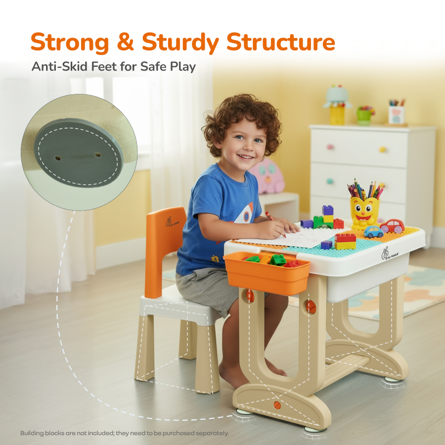 R for Rabbit Little Genius Learner Study Table Set for Kids 4-in-1 Multifunctional Study Table With Portable, Safe & Smart Design
