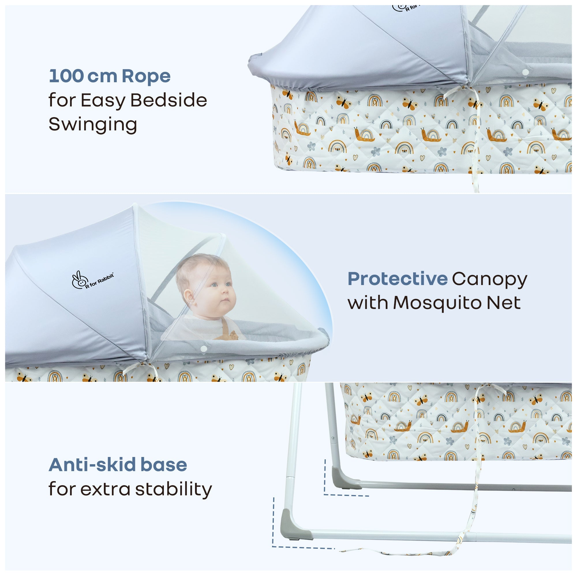 R for Rabbit Lullabies Manual Baby Cradle Safe & Comfortable Baby Bed