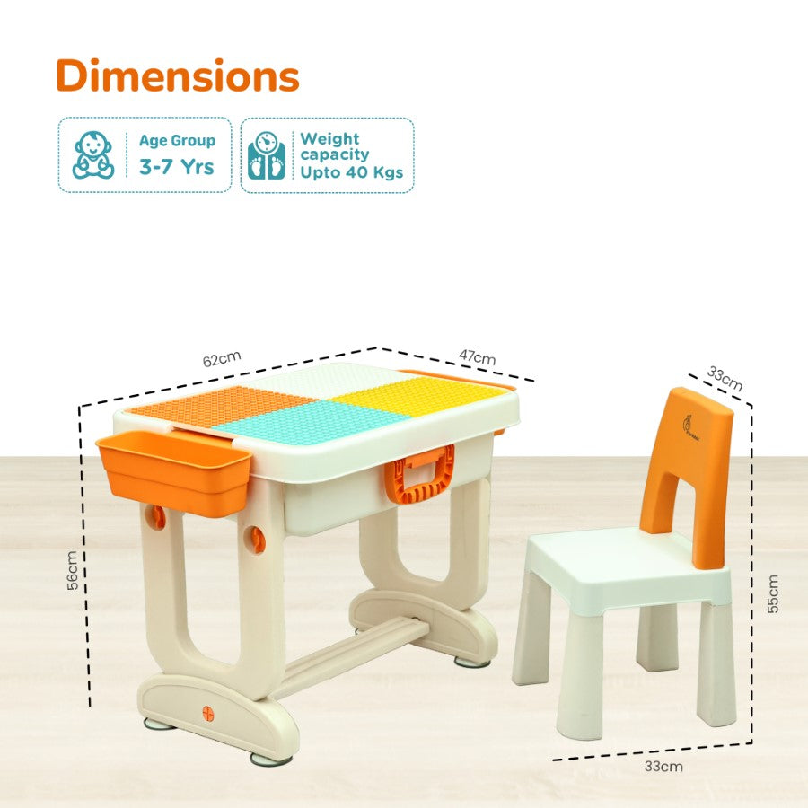 R for Rabbit Little Genius Learner Study Table Set for Kids 4-in-1 Multifunctional Study Table With Portable, Safe & Smart Design