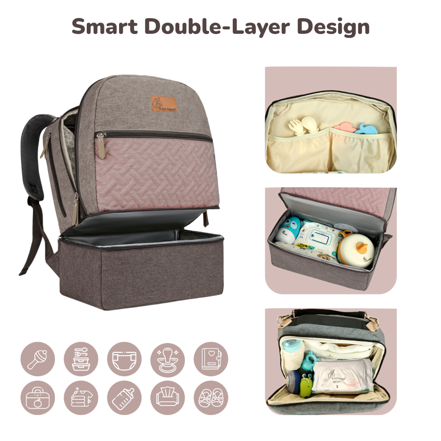 R for Rabbit Caramello Truffle – Large Capacity Diaper Bag with Stroller Attachment