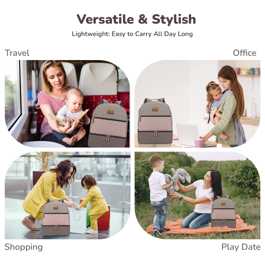 R for Rabbit Caramello Truffle – Large Capacity Diaper Bag with Stroller Attachment