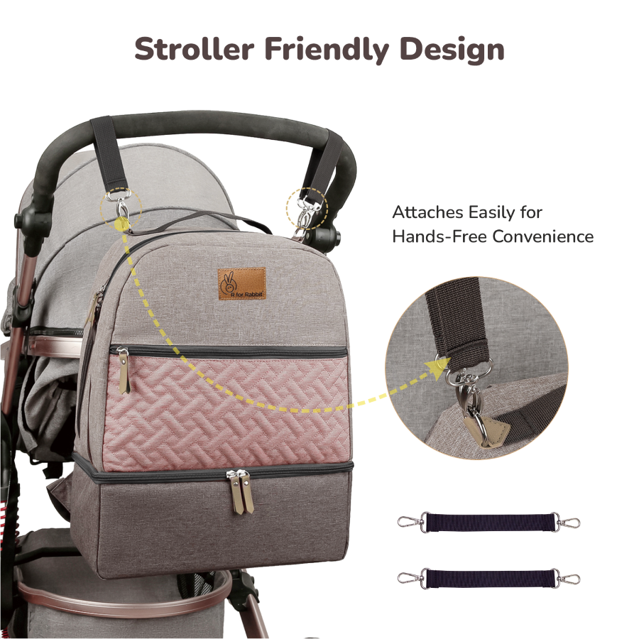 R for Rabbit Caramello Truffle – Large Capacity Diaper Bag with Stroller Attachment