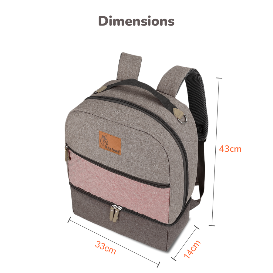 R for Rabbit Caramello Truffle – Large Capacity Diaper Bag with Stroller Attachment