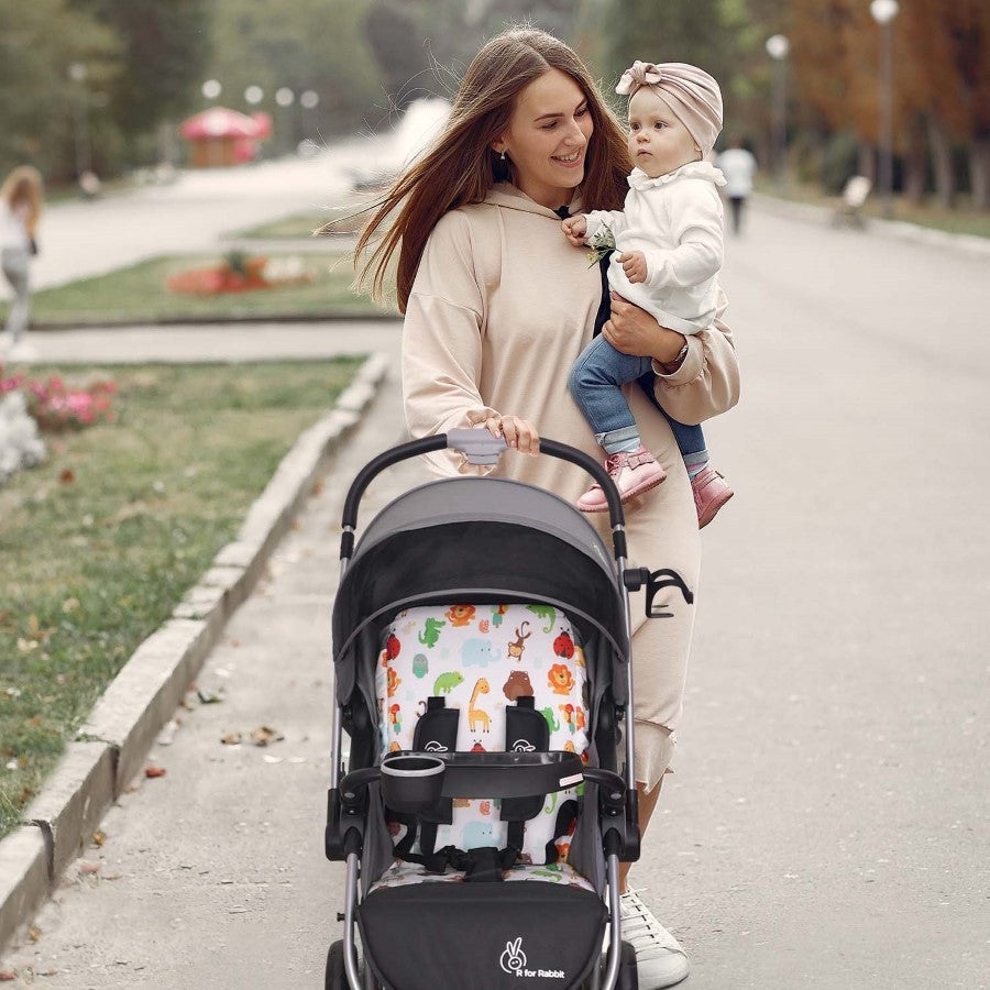 Chocolate Ride Stroller For Kids - Reversible Handle, Multiple Recline Positions, Cup Holder with Meal Tray, 5 Point Safety Harness, Storage Basket