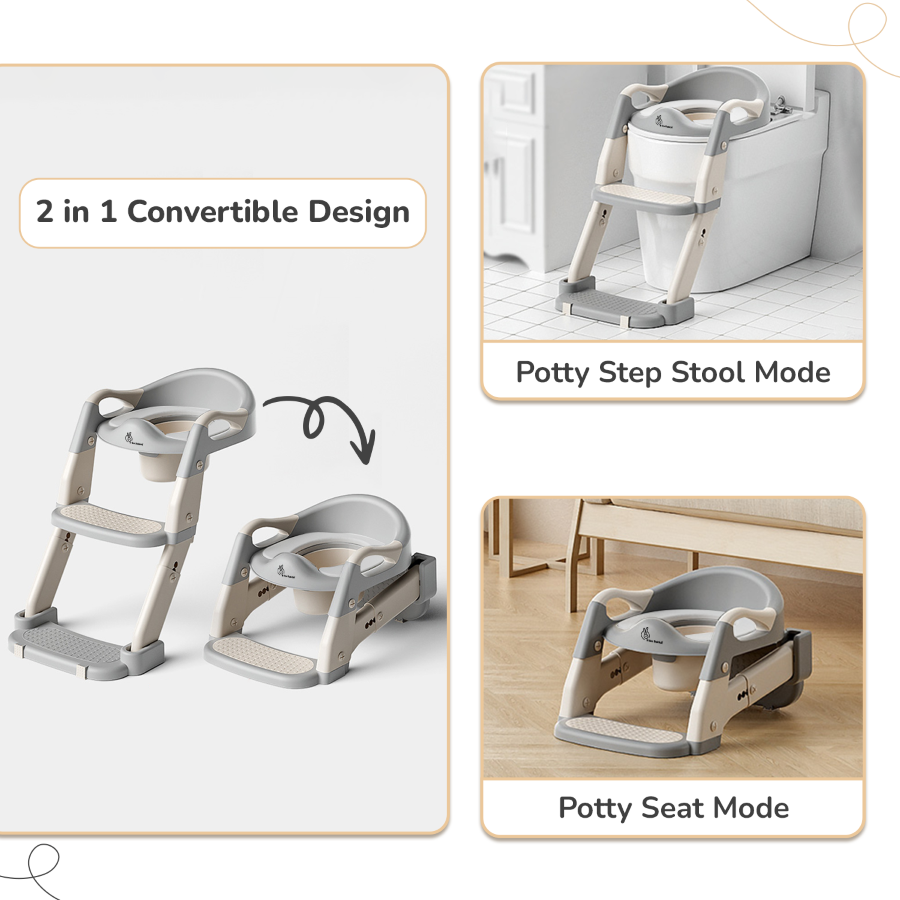R for Rabbit Hilltop Trainer 2-in-1 Step Stool and Potty Seat for Kids with Adjustable Height
