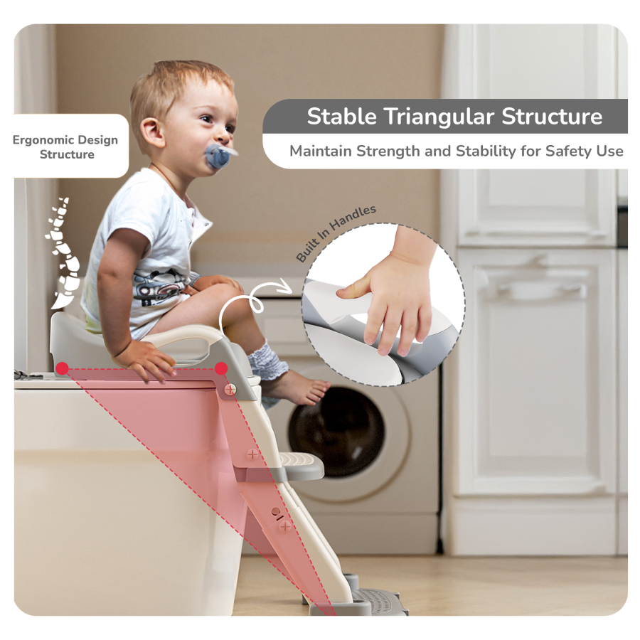 R for Rabbit Hilltop Trainer 2-in-1 Step Stool and Potty Seat for Kids with Adjustable Height