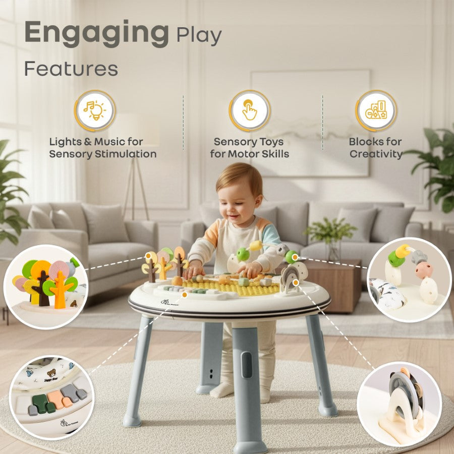 R for Rabbit Little Feet Hopper 2-in-1 Baby Walker cum Activity Table with Adjustable Height, 360° Rotating Seat, Lights & Music (6–36 Months)