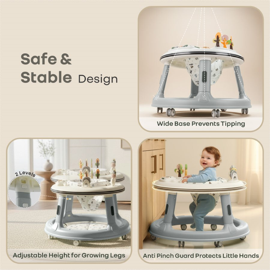 R for Rabbit Little Feet Hopper 2-in-1 Baby Walker cum Activity Table with Adjustable Height, 360° Rotating Seat, Lights & Music (6–36 Months)