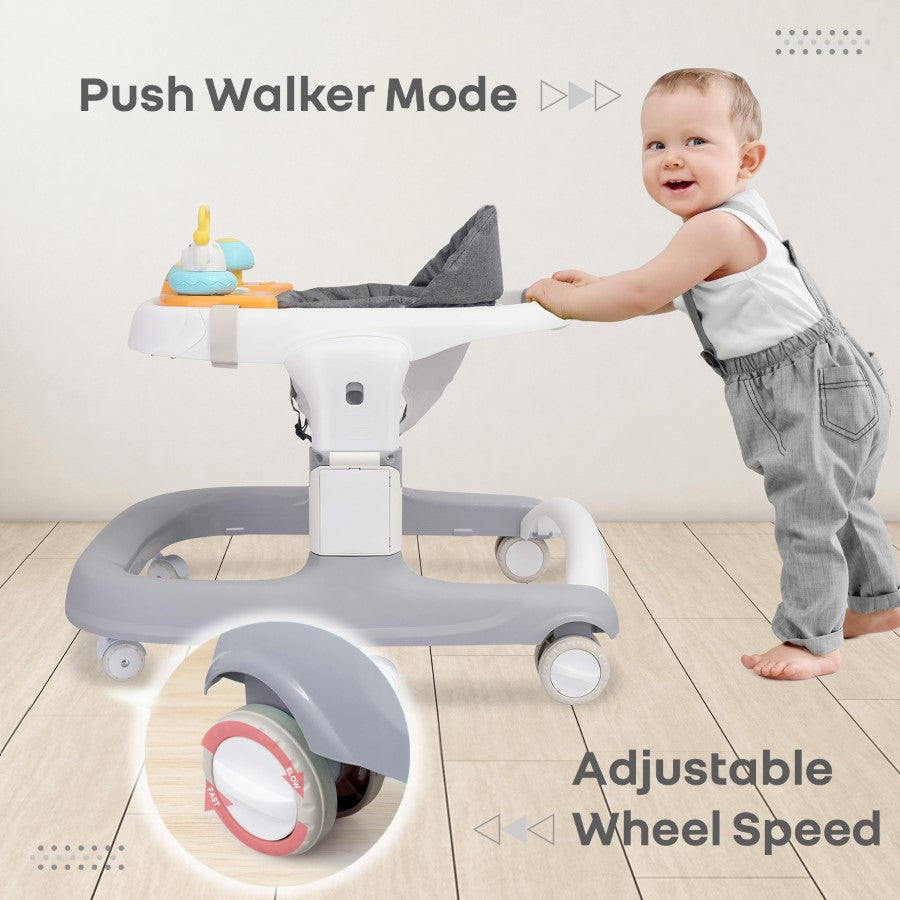 R for Rabbit Little Feet Sportz Baby Walker 2-in-1 Walker Turn Push Walker With Detachable Toy Bar With Meal Tray