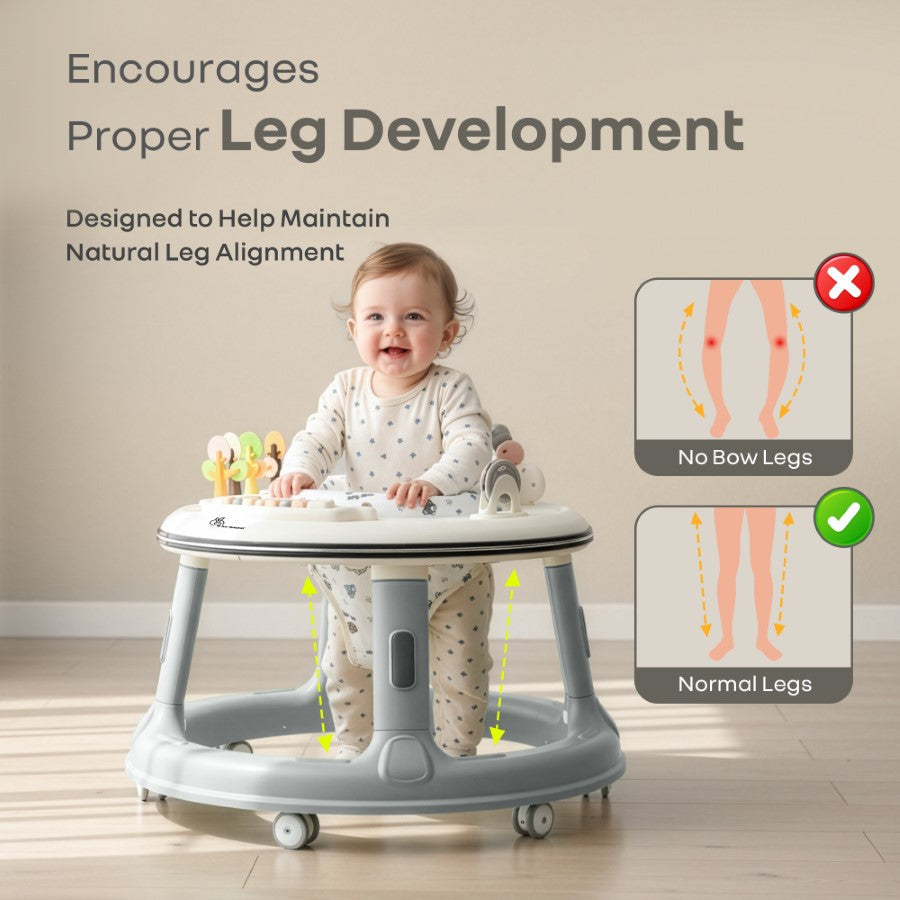 R for Rabbit Little Feet Hopper 2-in-1 Baby Walker cum Activity Table with Adjustable Height, 360° Rotating Seat, Lights & Music (6–36 Months)
