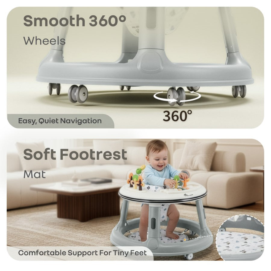 R for Rabbit Little Feet Hopper 2-in-1 Baby Walker cum Activity Table with Adjustable Height, 360° Rotating Seat, Lights & Music (6–36 Months)