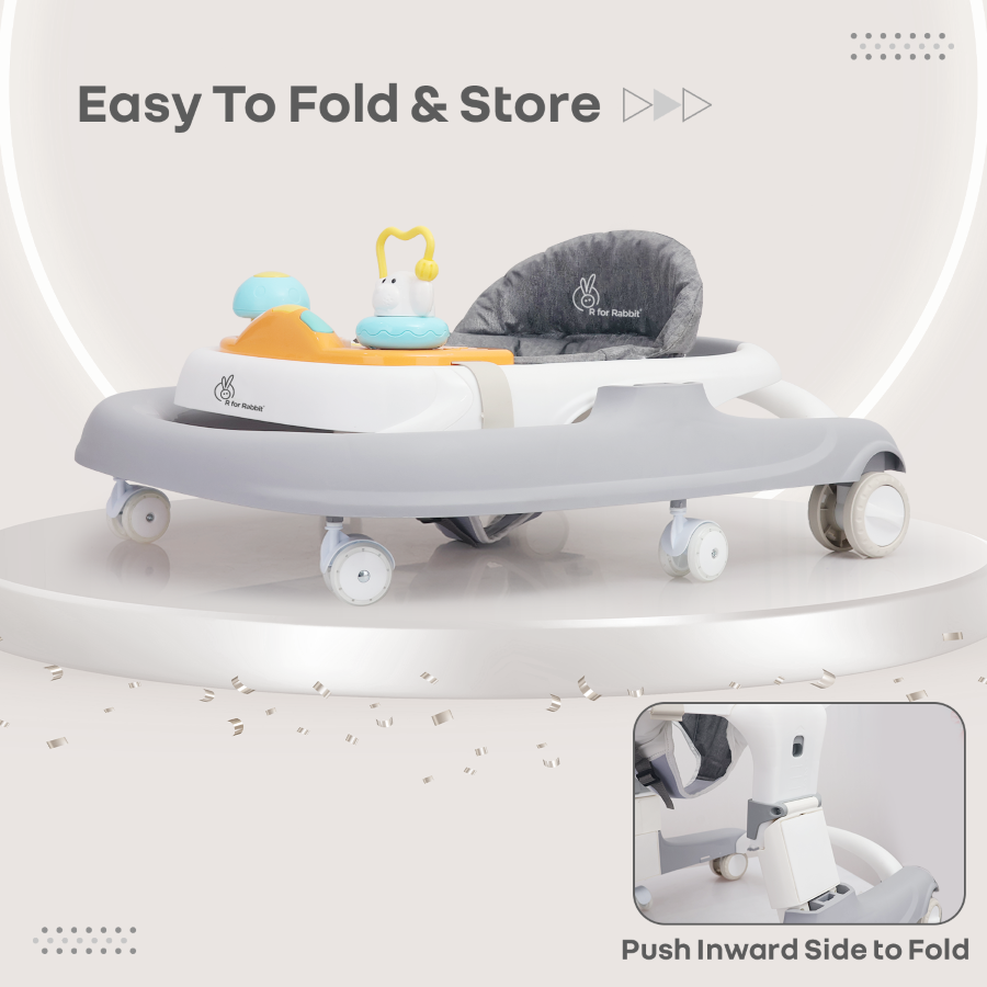 R for Rabbit Little Feet Sportz Baby Walker 2-in-1 Walker Turn Push Walker With Detachable Toy Bar With Meal Tray