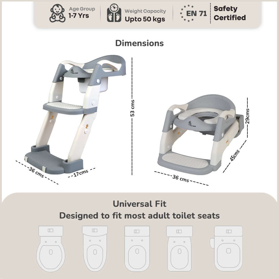 R for Rabbit Hilltop Trainer 2-in-1 Step Stool and Potty Seat for Kids with Adjustable Height