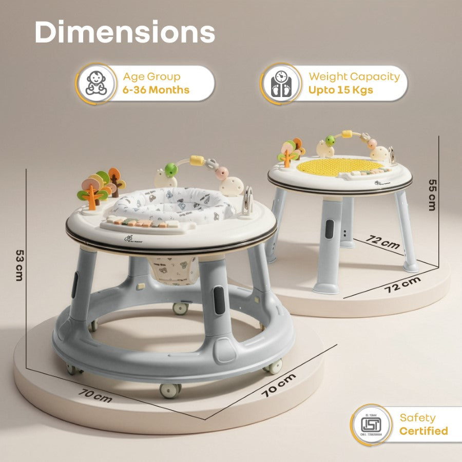 R for Rabbit Little Feet Hopper 2-in-1 Baby Walker cum Activity Table with Adjustable Height, 360° Rotating Seat, Lights & Music (6–36 Months)