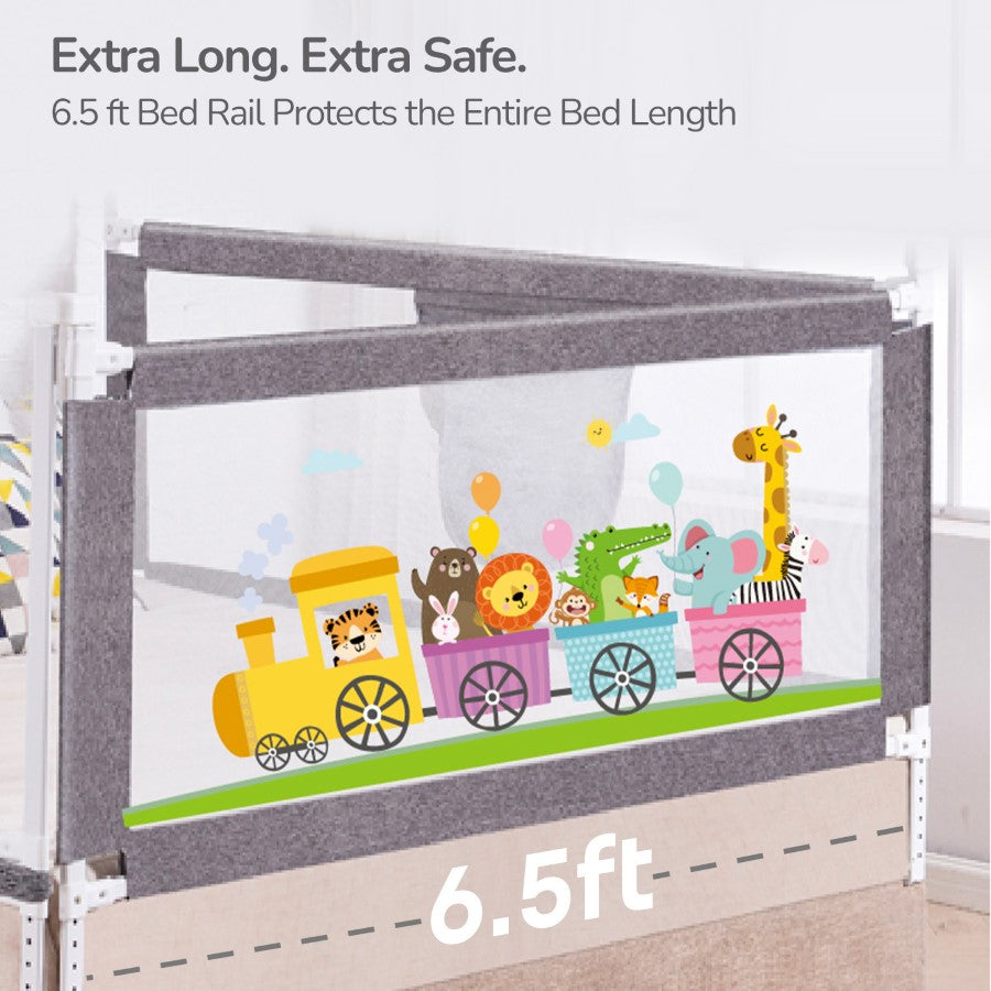R for Rabbit Safari Bed Rail for Baby With Adjustable Height, Mesh & Storage Pocket