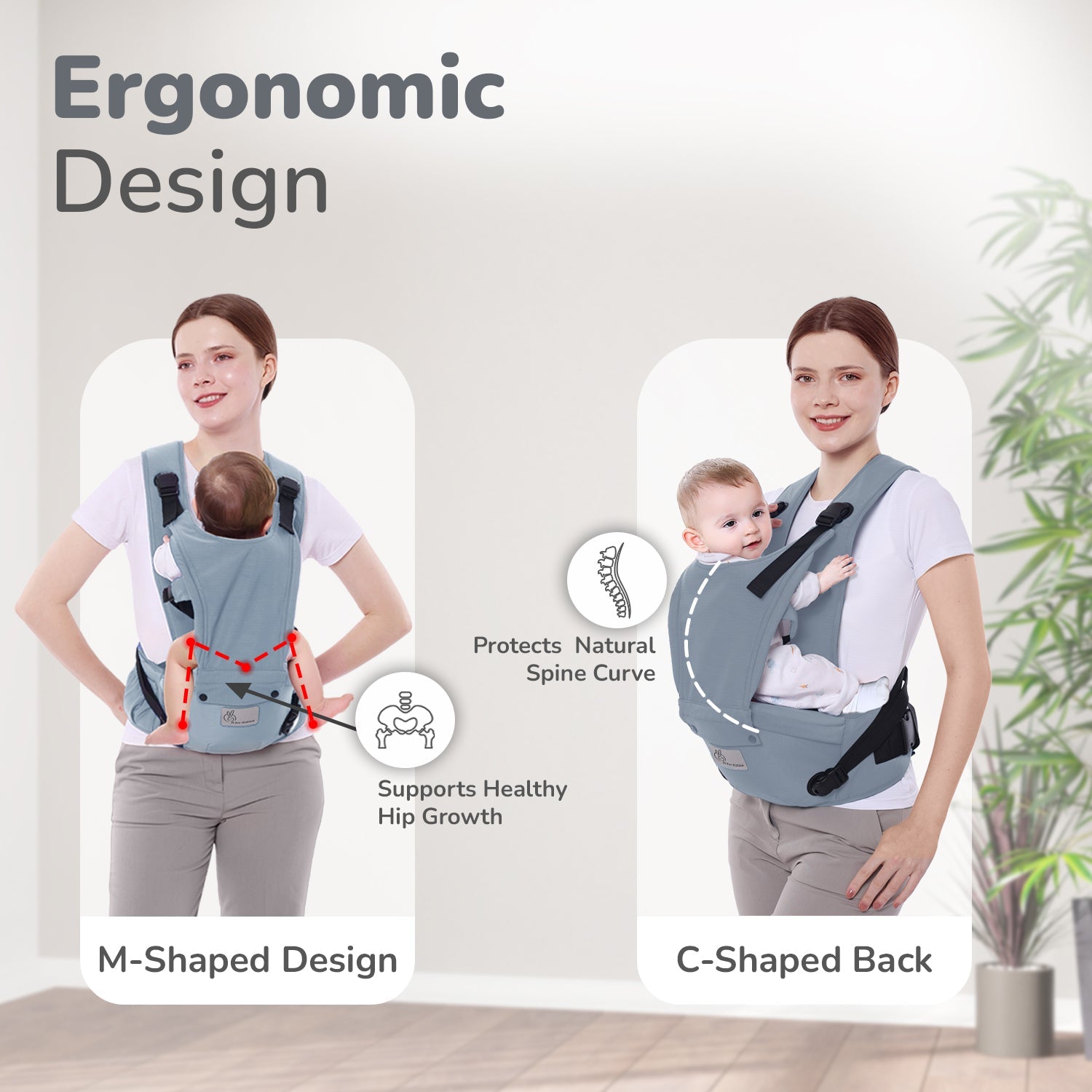 R for Rabbit Upsy Daisy Cozy Ergonomic 5-in-1 Hip Sit Baby Carrier for All-Day Comfort