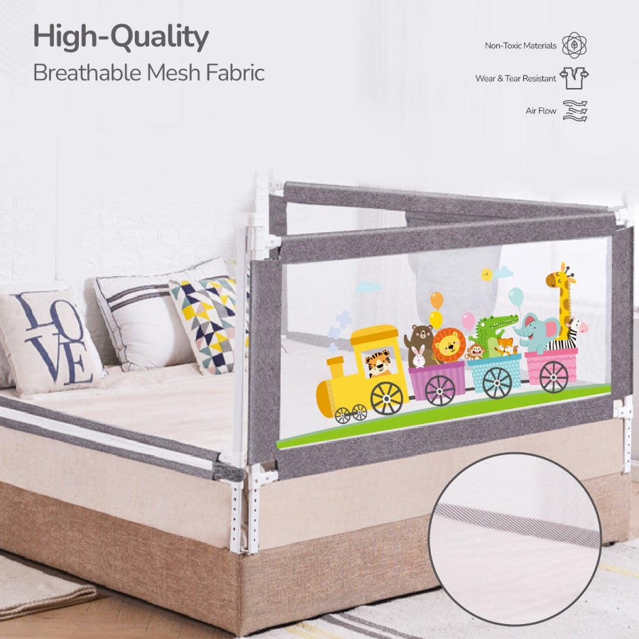 R for Rabbit Safari Bed Rail for Baby With Adjustable Height, Mesh & Storage Pocket