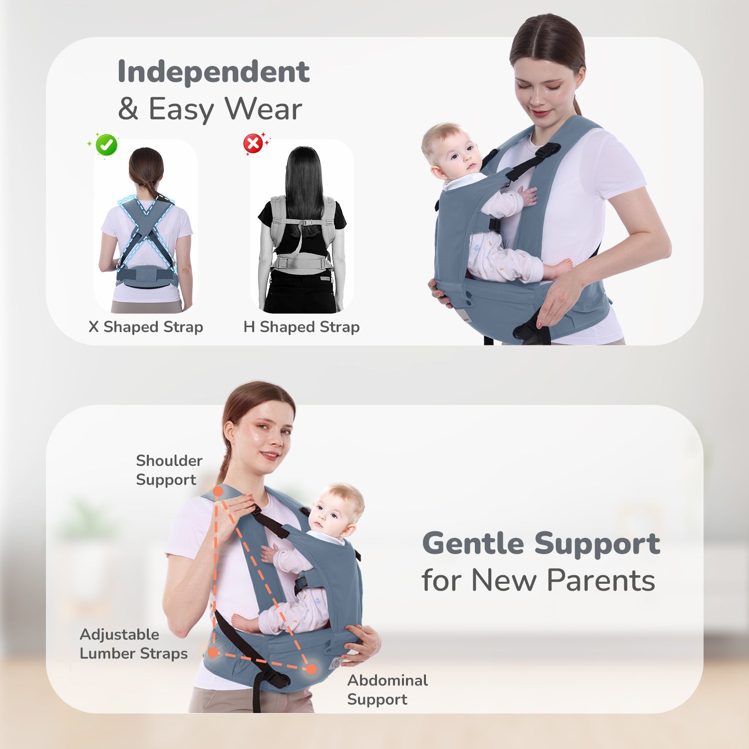R for Rabbit Upsy Daisy Cozy Ergonomic 5-in-1 Hip Sit Baby Carrier for All-Day Comfort