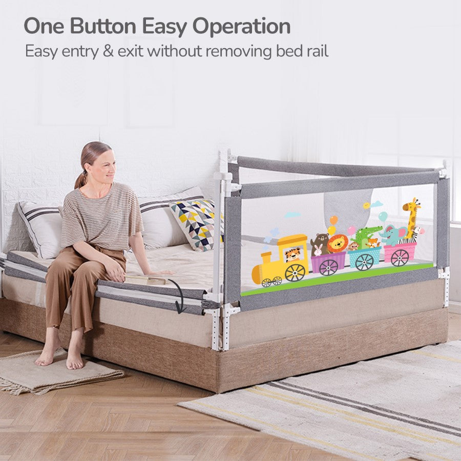 R for Rabbit Safari Bed Rail for Baby With Adjustable Height, Mesh & Storage Pocket