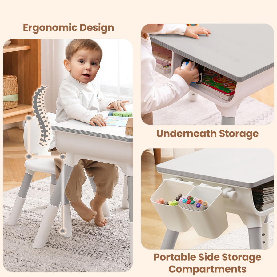 R for Rabbit Little Genius Woodland Kids Study Table With Chair