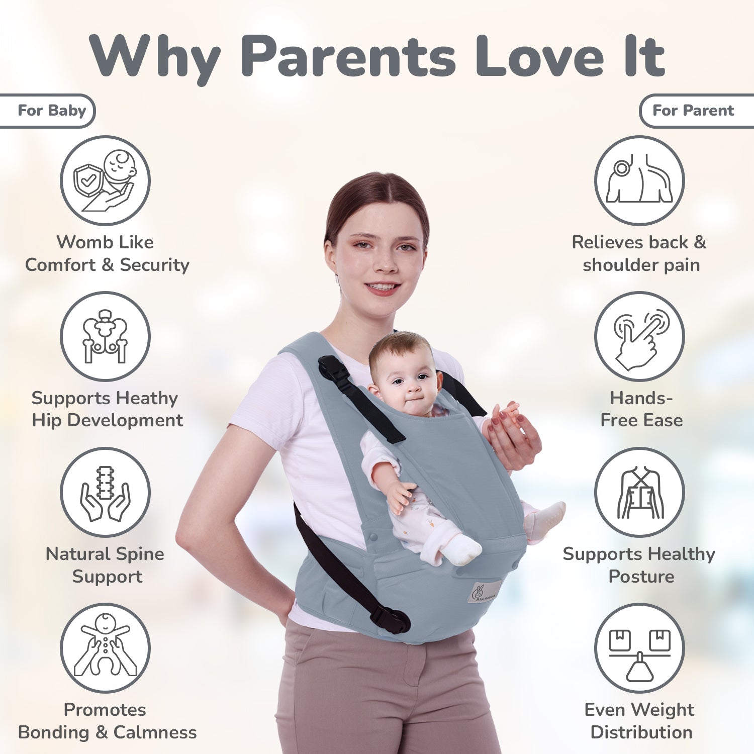 R for Rabbit Upsy Daisy Cozy Ergonomic 5-in-1 Hip Sit Baby Carrier for All-Day Comfort