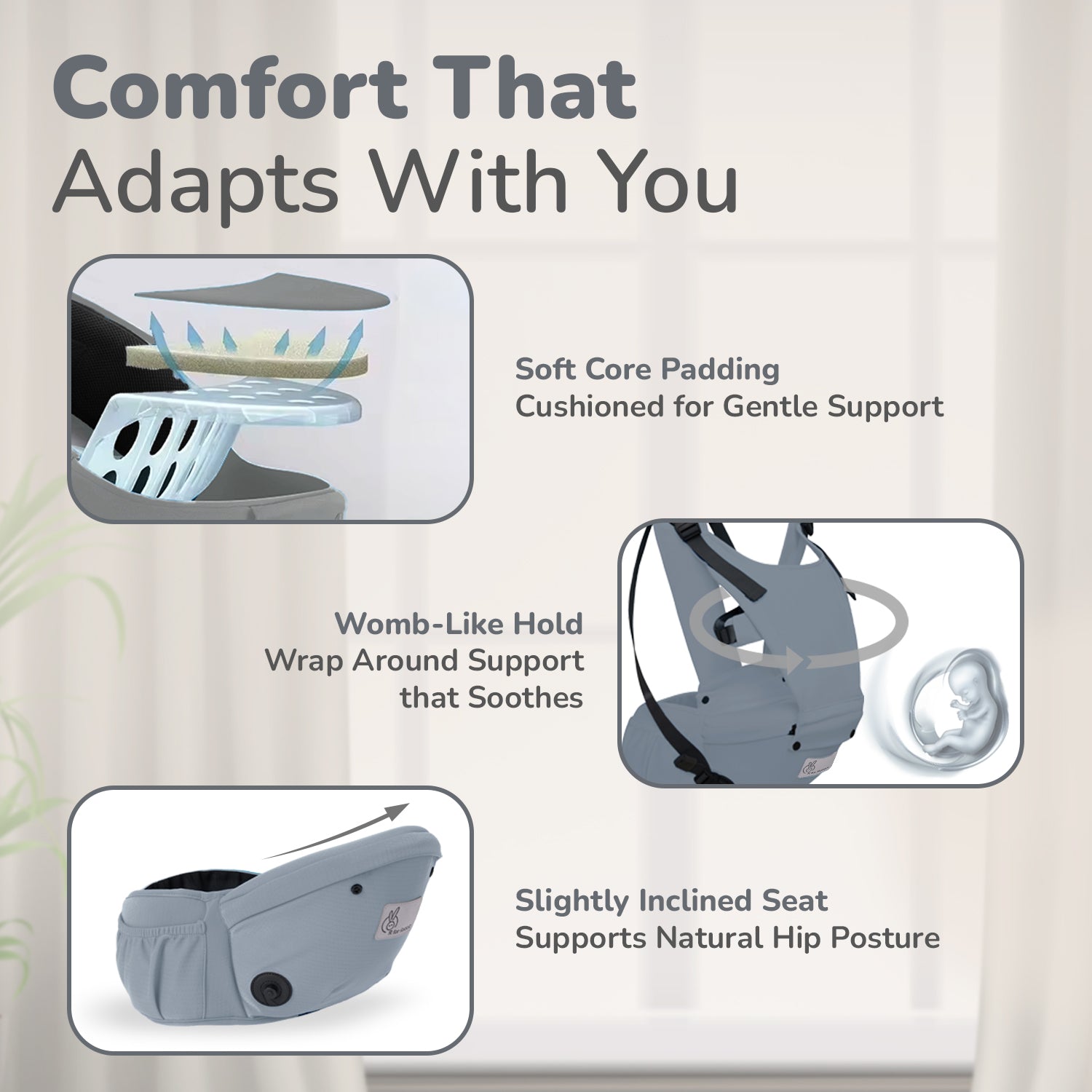 R for Rabbit Upsy Daisy Cozy Ergonomic 5-in-1 Hip Sit Baby Carrier for All-Day Comfort
