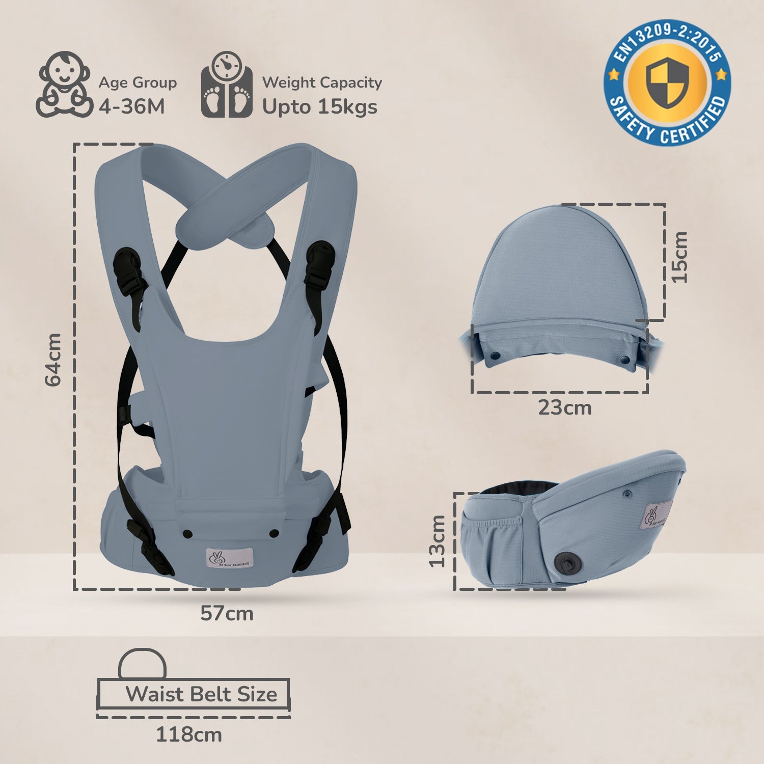 R for Rabbit Upsy Daisy Cozy Ergonomic 5-in-1 Hip Sit Baby Carrier for All-Day Comfort