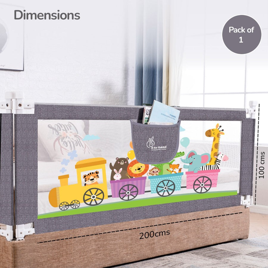 R for Rabbit Safari Bed Rail for Baby With Adjustable Height, Mesh & Storage Pocket