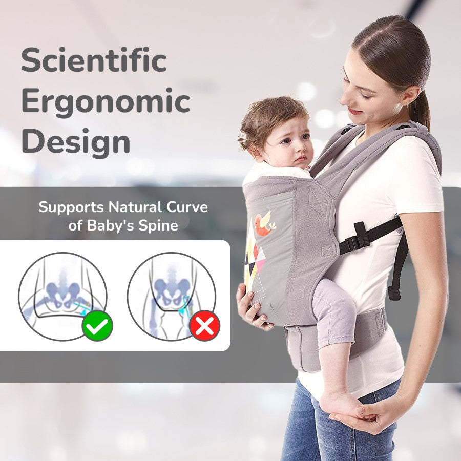 R for Rabbit Hug Me Elite Baby Carrier Front & Back Carrier Position, Soft Linen Fabric, Wide Strap With Cap & Mobile Pocket