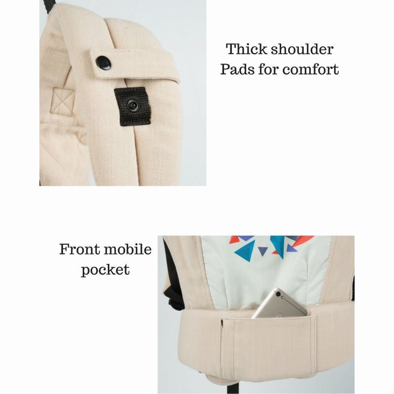 R for Rabbit Hug Me Elite Baby Carrier Front & Back Carrier Position, Soft Linen Fabric, Wide Strap With Cap & Mobile Pocket