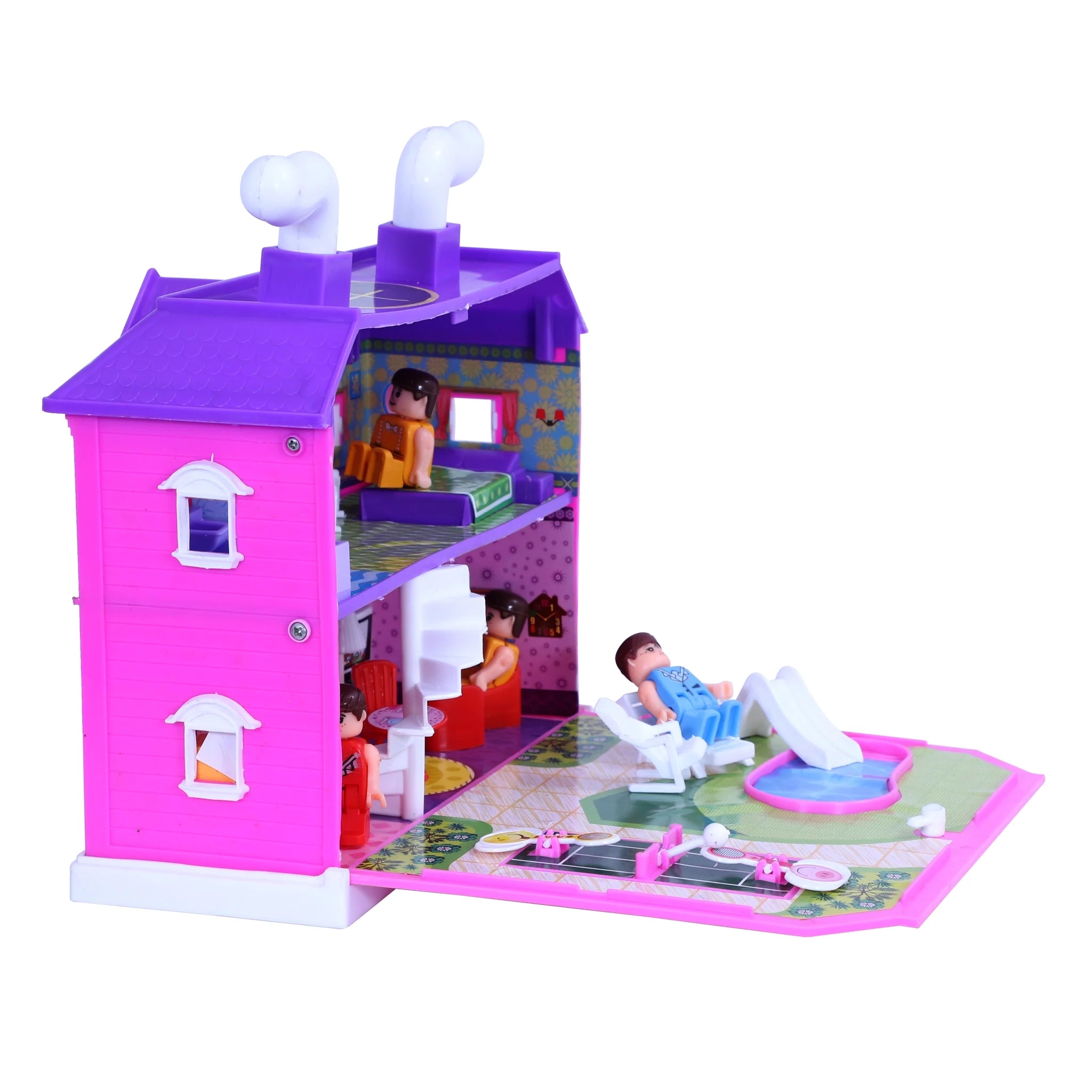 Toyzone My Family Doll House - 35 pcs | Girls Role Playset | Pretend Play | Doll House with Furniture | Dollhouse Accessories | Imaginative Play | Playhouse | For Kids Age 3+ years