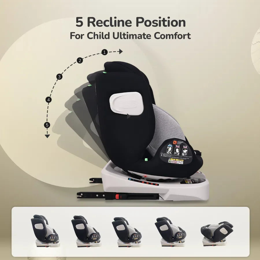 R for Rabbit Jack N Jill ISOFIX Plus Car Seat for kids 0-12 Years Safety Certified, 360° Rotatable Seat, 5-Point Safety Harness, Adjustable Head Rest