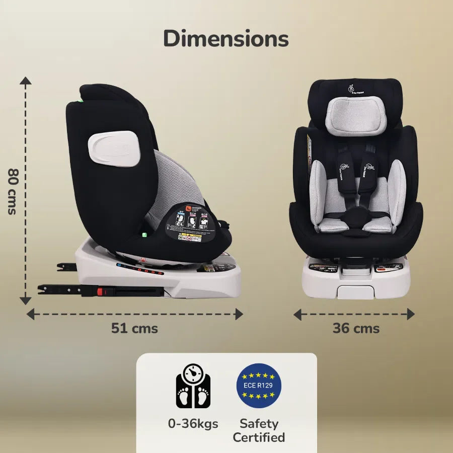 R for Rabbit Jack N Jill ISOFIX Plus Car Seat for kids 0-12 Years Safety Certified, 360° Rotatable Seat, 5-Point Safety Harness, Adjustable Head Rest