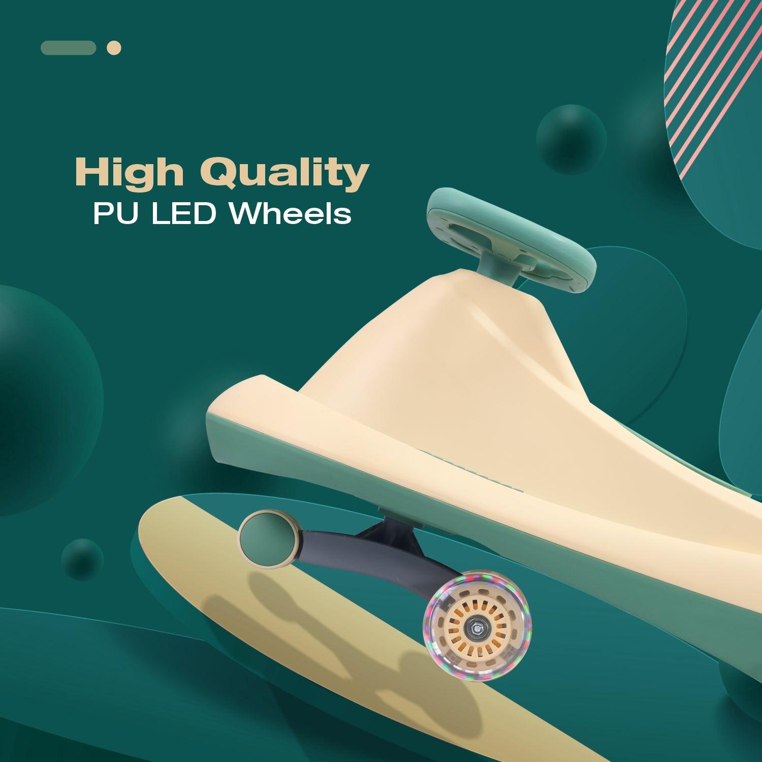 R for Rabbit Iya Iya Drift Swing Car - Inbuilt Music, Scratch Free PU Led Wheels, Up to 125 Kgs Capacity
