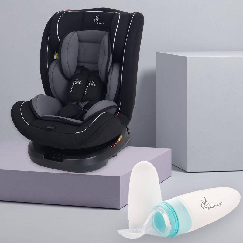 R for Rabbit Jack N Jill Grand ISOFIX Car Seat + Silicone Feeding Bottle Spoon