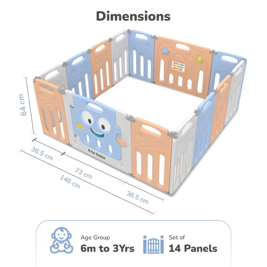 R for Rabbit Joyland Playard For Kids 14-Panel Playard, Babies' Play Area, Indoor Setup  4.813