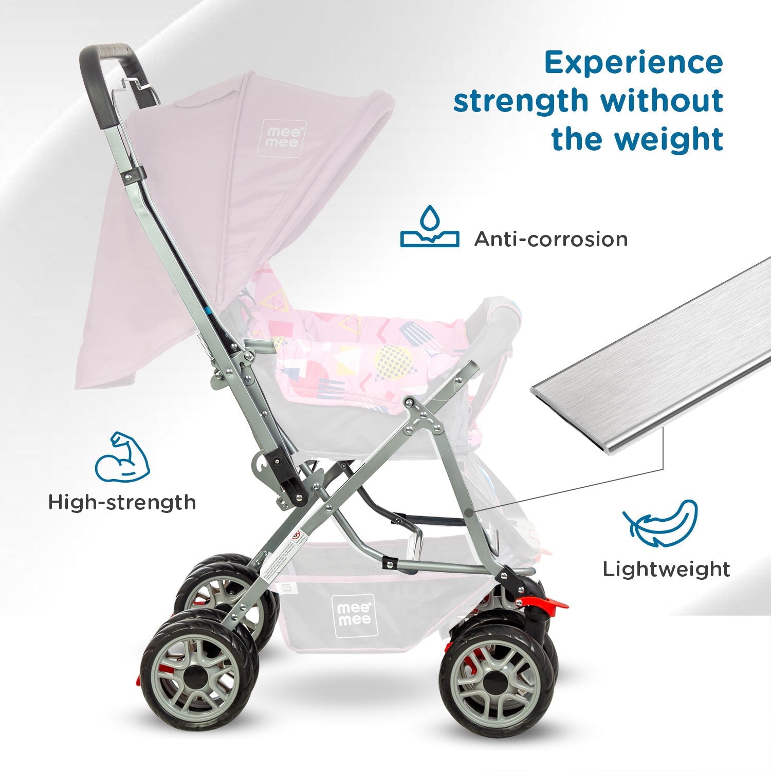 Mee Mee Little Explorer Advance Baby Stroller / Pram for 0 to 3 Years, New Born/Kids, 5 Point Safety Harness, Adjustable backrest, 360 Swivel Wheel, Large storage basket, Reversible Handlebar Net (DX Purple)