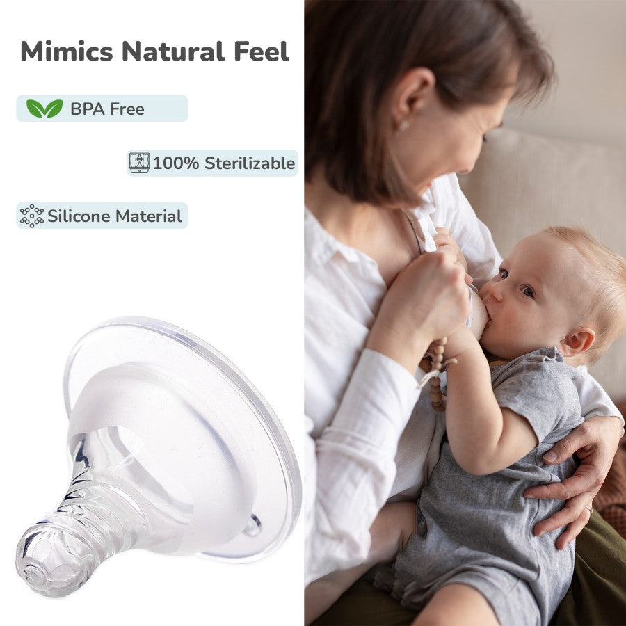 R for Rabbit First Feed Soft Silicone Teat for Glass Bottles, PP Bottles, and SS Bottles Pack of 2
