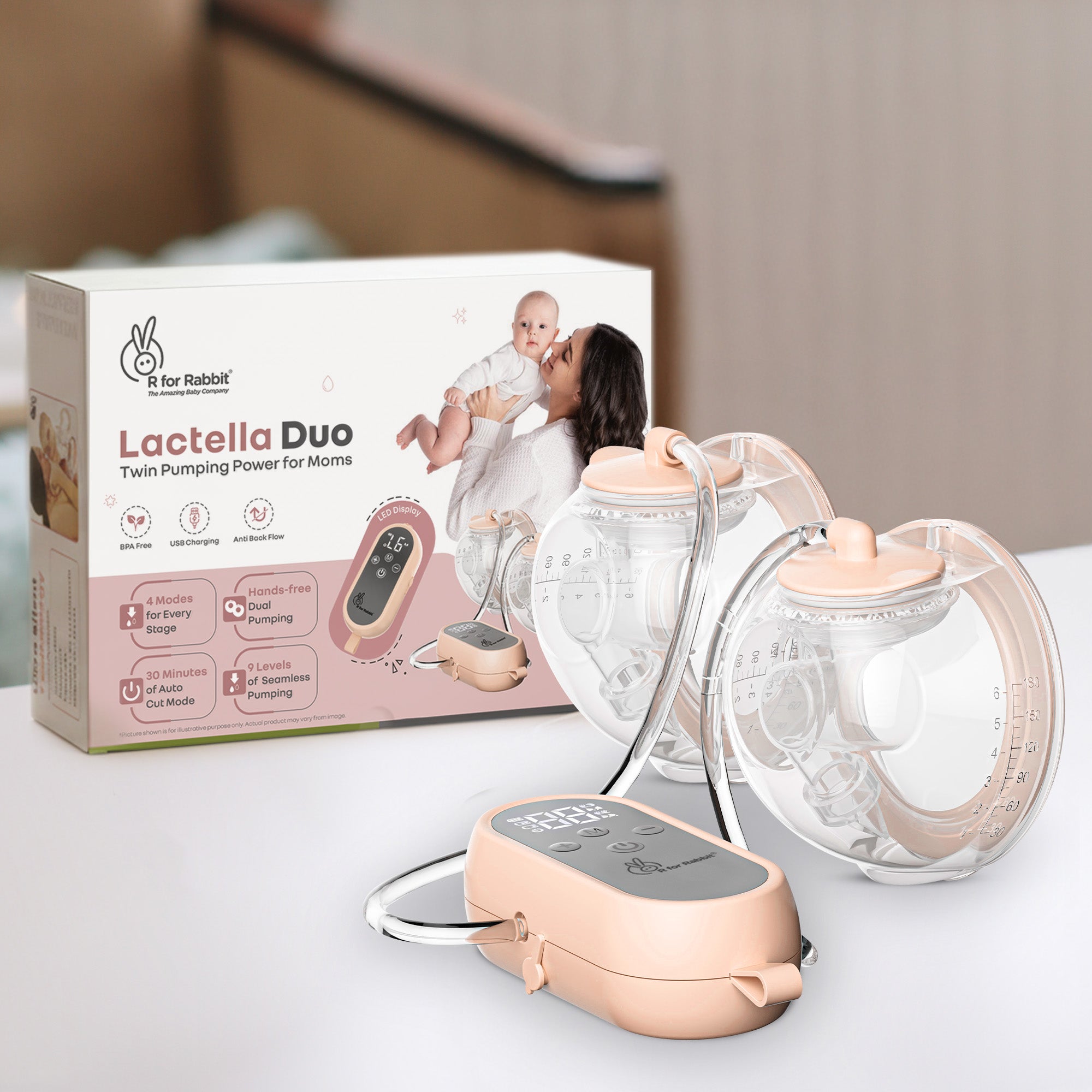 R for Rabbit Lactella Duo Smart Breast Pump for Modern Moms With 4 modes, 9 Levels & Anti-Backflow