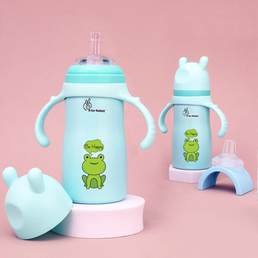 R for Rabbit Steebo Tiny Tales 2 in 1 Spout and Straw Sipper Stainless Steel Bottle For Kids 270ml