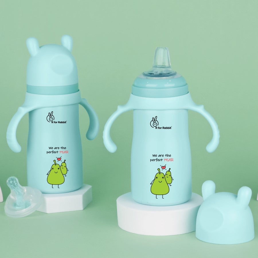R for Rabbit Steebo Fusion Spout Cup Stainless Steel Bottle For Kids, 270ml Leak Proof