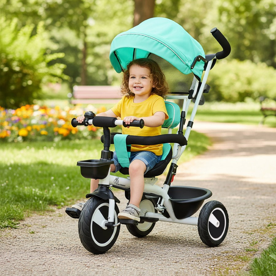 R for Rabbit Tiny Toes R40 Plus Baby Tricycle with Canopy, Footrests, Plug-N-Play Wheels & Adjustable Parent Handle (Up to 25 kg)